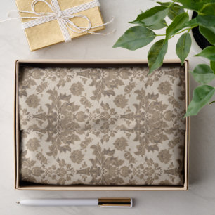 Vintage William Morris Venetian Floral Brown White Tissue Paper