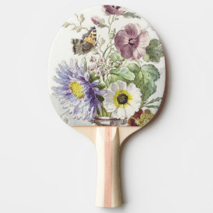 Vintage William van Leen Floral Butterfly Art Ping Pong Paddle