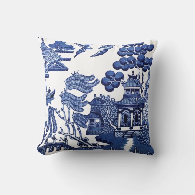 Vintage willow pattern cushion (Front)