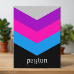 Vintage Windbreaker Colour Block Darts Custom Name Postcard<br><div class="desc">A bold, graphic design with colourful shades of black, purple, pink and blue -- with a fun colour block to add your name or any text. The stripe pattern is a trendy throwback to windbreakers from the 80s and 90s with punches of colour. You can add a name, monogram or...</div>