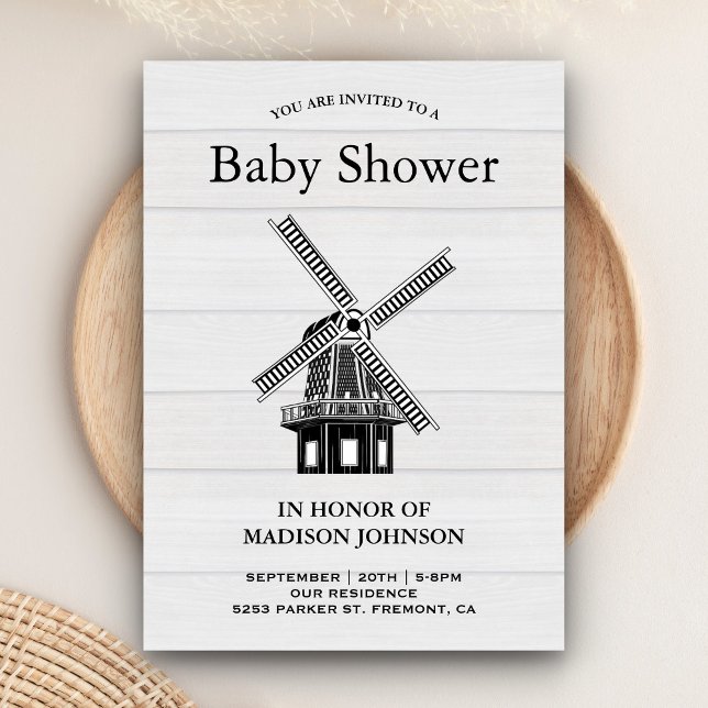 Vintage Windmill Baby Shower Invitation (Creator Uploaded)