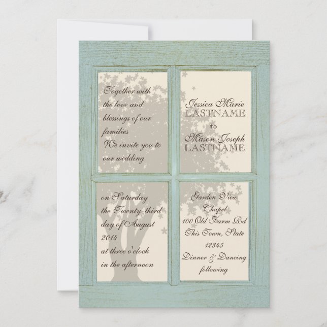 Vintage Window Pane Country Wedding Invitation (Front)