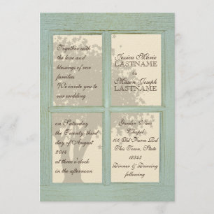Vintage Window Pane Country Wedding Invitation