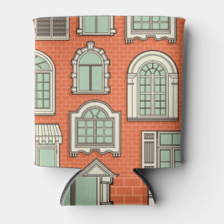 Vintage Window Scenic Pattern Can Cooler