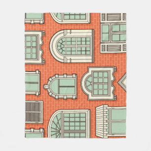 Vintage Window Scenic Pattern Fleece Blanket