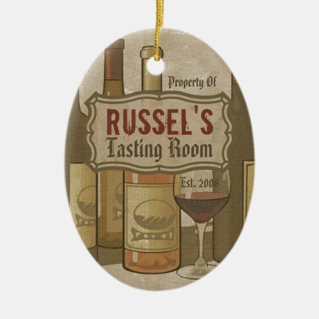 Vintage Wine Bottles Personalised Ornament (Front)
