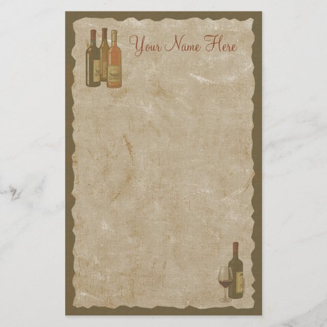 Vintage Wine Bottles Stationery (Front)