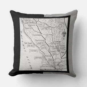 Vintage Wine Country Map Cushion
