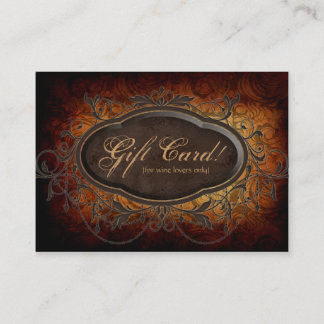 Vintage Wine Gift Card Certificate Leaves
