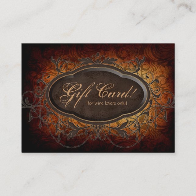 Vintage Wine Gift Card Certificate Leaves (Front)