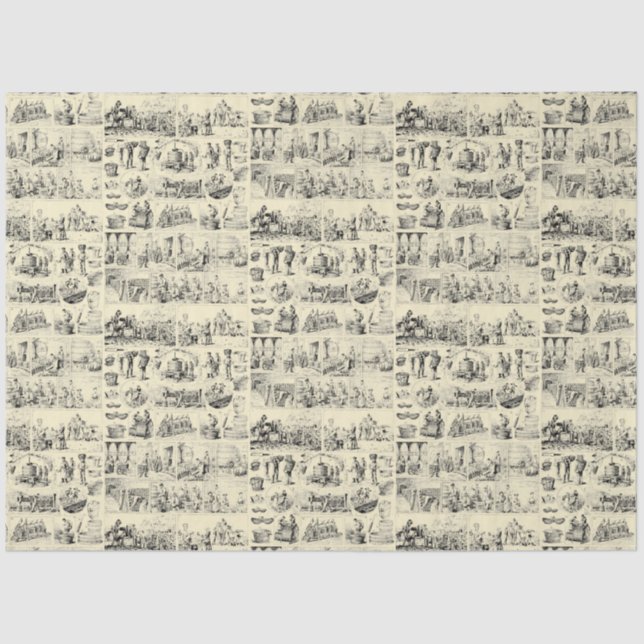 Vintage Wine Making Vineyard Pattern Tissue Paper (Front)