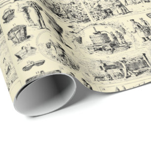 Vintage Wine Making Vineyard Pattern Wrapping Paper