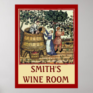 Vintage Wine Room Sign, edit text Poster