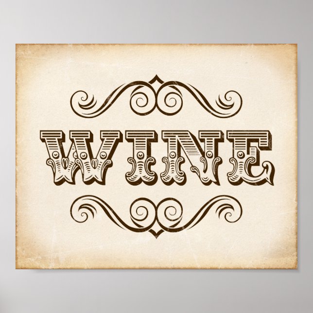 Vintage WINE Sign Print (Front)