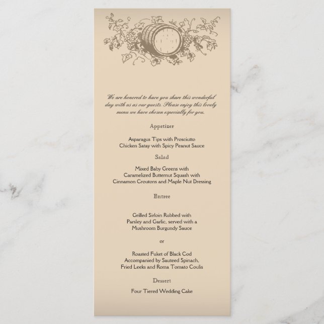 Vintage Winery Wedding Menu (Front)