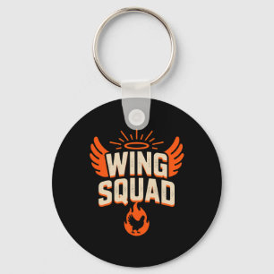 Vintage Wing Squad Chicken Bbq Party Family Humour Key Ring