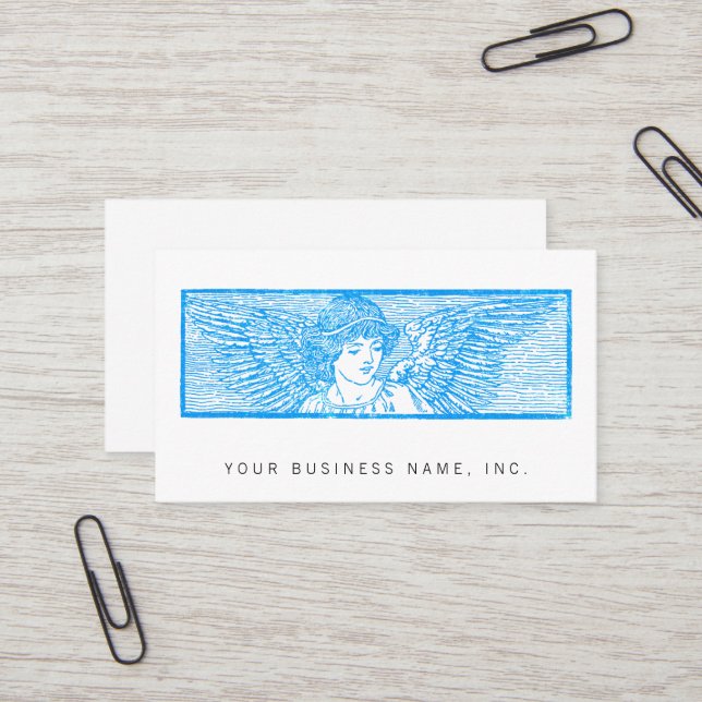 Vintage Winged Angel Business Card (Front/Back In Situ)