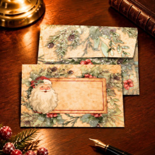 Vintage Winking Santa Retro Christmas Envelope