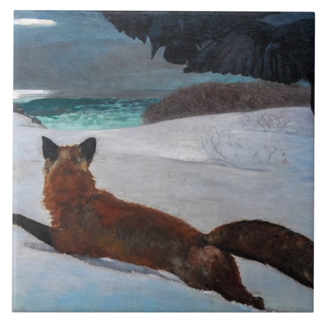 Vintage Winslow Homer Fox Hunt Poster Tile (Front)