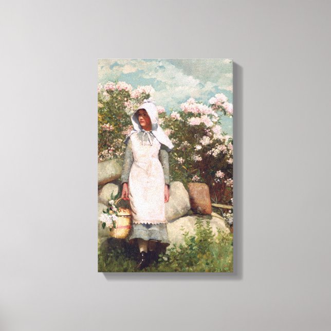 Vintage Winslow Homer Girl and Laurel Canvas Print (Front)
