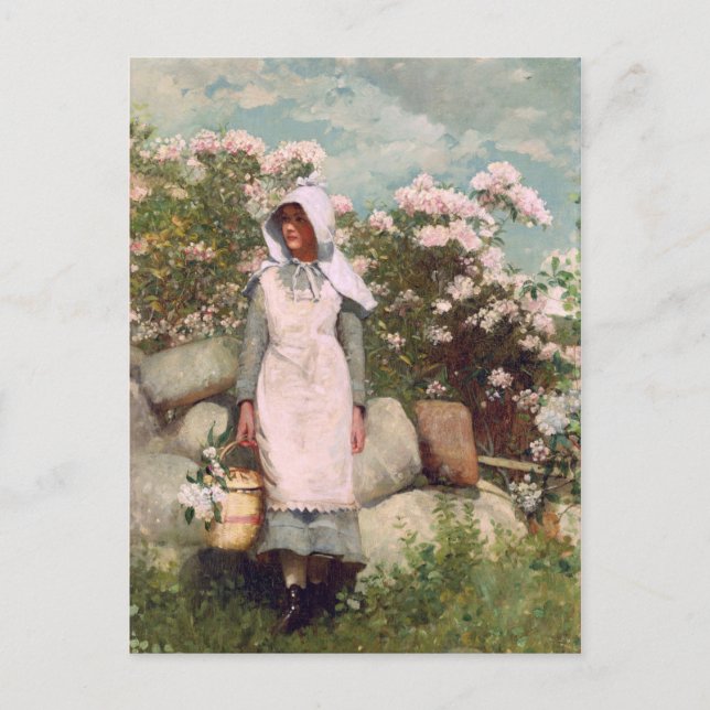 Vintage Winslow Homer Girl and Laurel Postcard (Front)