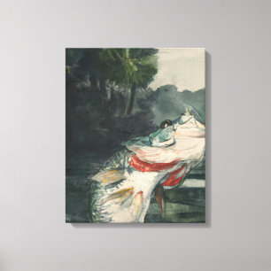 Vintage Winslow Homer Life-Size Black Bass Canvas Print