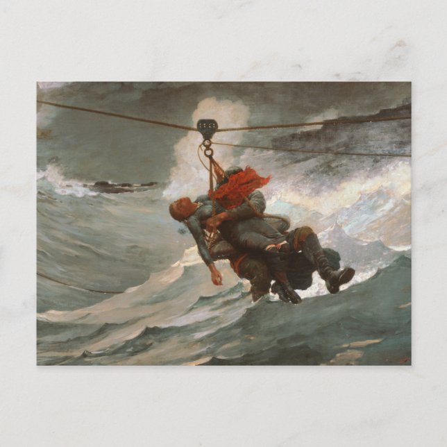Vintage Winslow Homer The Life Line Postcard (Front)