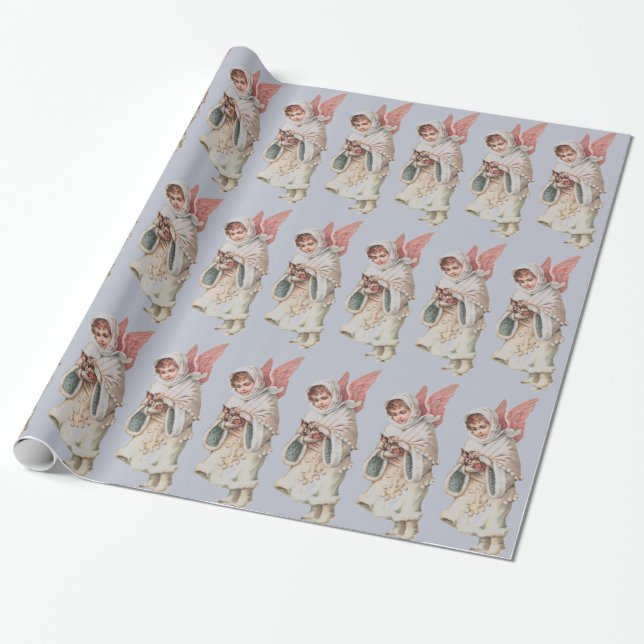 Vintage Winter Angel Wrapping Paper (Unrolled)