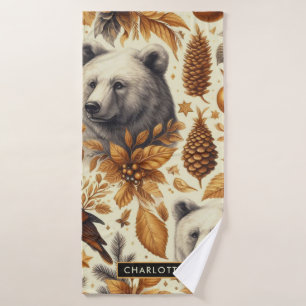 Vintage Winter Animals Bath Towel