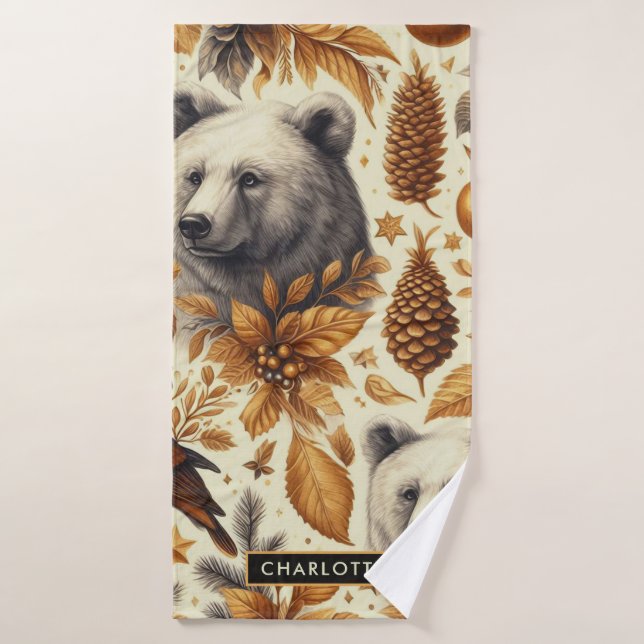 Vintage Winter Animals Bath Towel (Bath Towel)