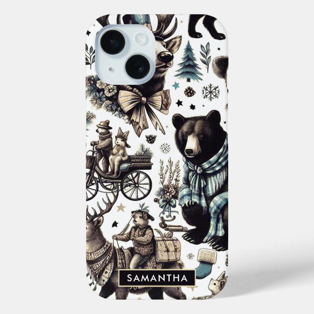 Vintage Winter Animals Pattern Case-Mate iPhone Case (Back)