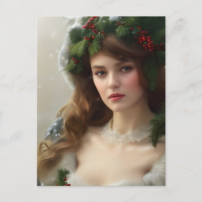 Vintage Winter Beauty Holiday Postcard (Front)