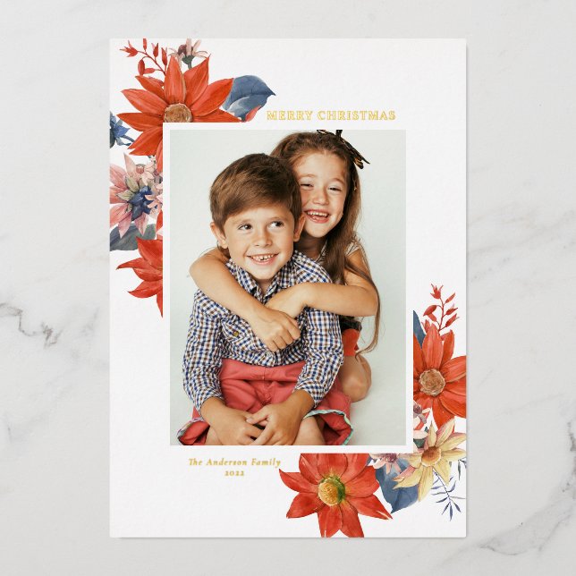 Vintage Winter Botanicals Photo Merry Christmas (Front)