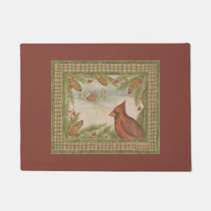 Vintage Winter Cardinal Doormat