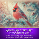 Vintage Winter Cardinal on Snowy Branch Decoupage Tissue Paper<br><div class="desc">This elegant decoupage paper features a bright red cardinal perched on a snow-covered branch, set against a soft winter woodland background. The vintage-inspired design and muted tones make it ideal for farmhouse Christmas crafts and rustic decor. Perfect for holiday trays, ornaments, or seasonal journal pages. The peaceful woodland scene adds...</div>