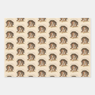 Vintage Winter Cats Wrapping Paper Set