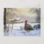 Vintage Winter Child Bringing Home The Tree Postcard<br><div class="desc">Vintage Winter Child Bringing Home The Tree</div>