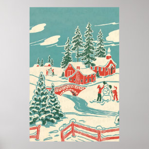 Vintage Winter Christmas Poster