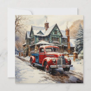 Vintage Winter Christmas Townhouse Card