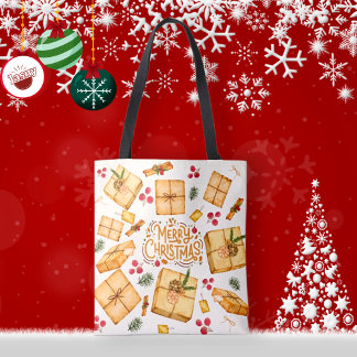 Vintage Winter Cinnamon Pine Christmas Tote Bag