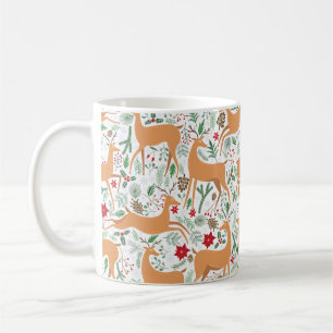 Vintage winter deer seamless pattern. Christmas ba Coffee Mug