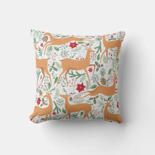 Vintage winter deer seamless pattern. Christmas ba Cushion