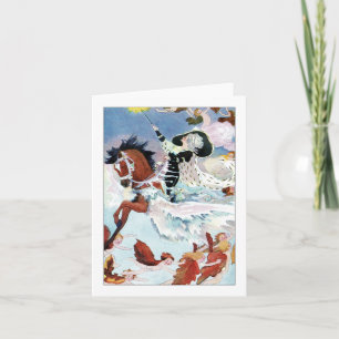 Vintage Winter Fairy With Angels Holiday Greeting Card