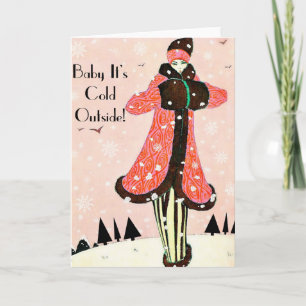 Vintage Winter Fashion Holiday Card