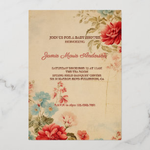 Vintage Winter Floral Christmas Baby Shower