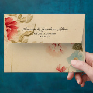 Vintage Winter Floral Christmas Pre-addressed Envelope