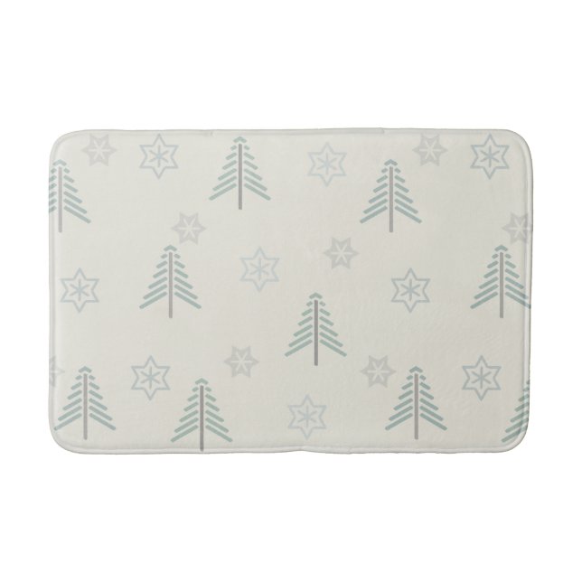 Vintage Winter Forest Pattern Light Bath Mat (Front)