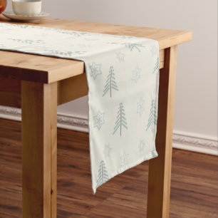 Vintage Winter Forest Pattern Light Short Table Runner