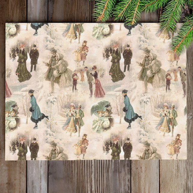 Vintage Winter Fun Snow Scenes Tissue Paper (Creator Uploaded)