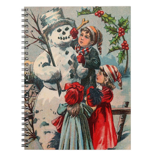 Vintage Winter Fun Spiral Notebook (Front)